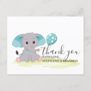 Carte de remerciements de ballons bleu éléphant