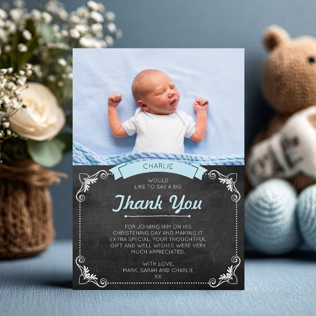 Carte de remerciements de baptême/baptême de (A big thank you. Express your gratitude with this sweet christening thank you card.)