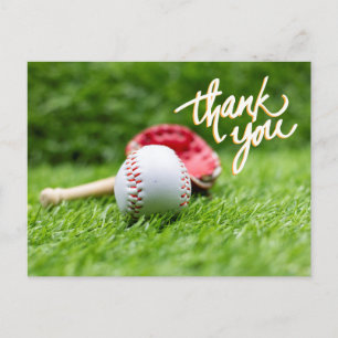 Carte de remerciements de baseball sur l'herbe ver