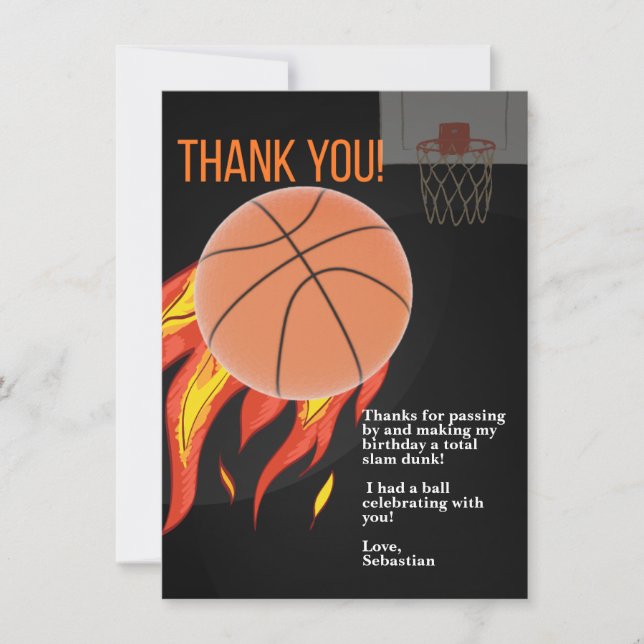Carte de remerciements de basket-ball (Devant)