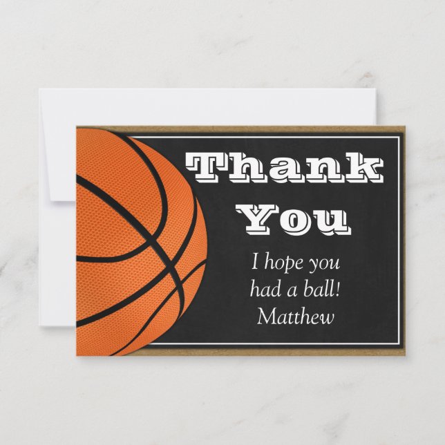 Carte de remerciements de basket-ball pour les jou (Devant)