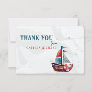 Carte de remerciements de bateau aquarelle