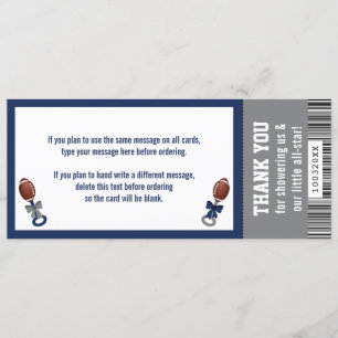 Carte de remerciements de billets de football, Bab