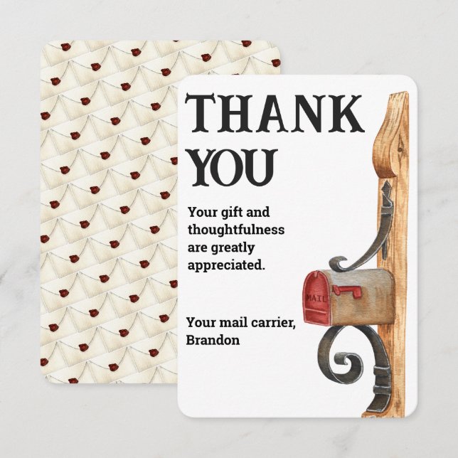Carte de remerciements de boîte aux lettres du tra (Devant / Derrière)