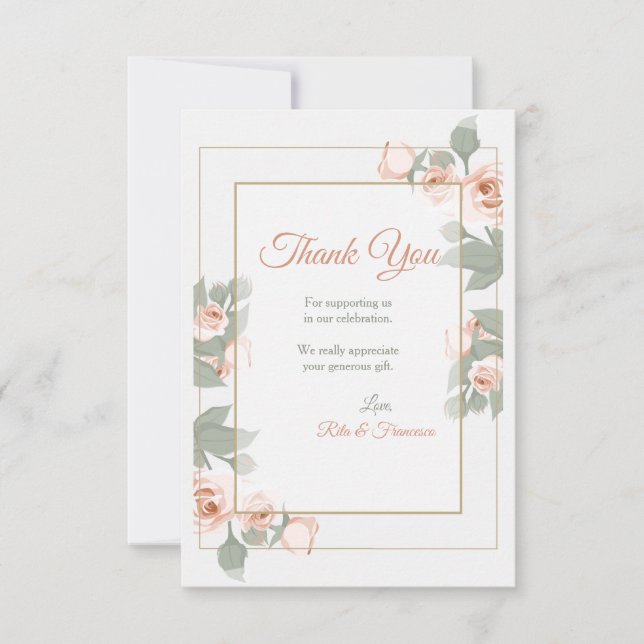 Carte de remerciements de cadre de rose de rose (Devant)