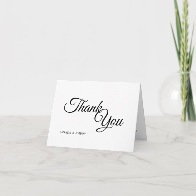 Carte de remerciements de calligraphie simple en n (Devant)