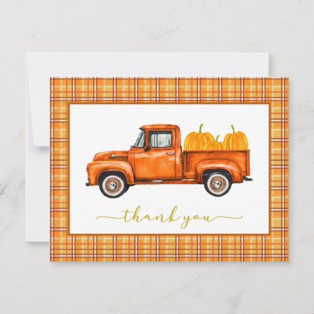 Carte de remerciements de camion Citrouille d'auto (Devant)