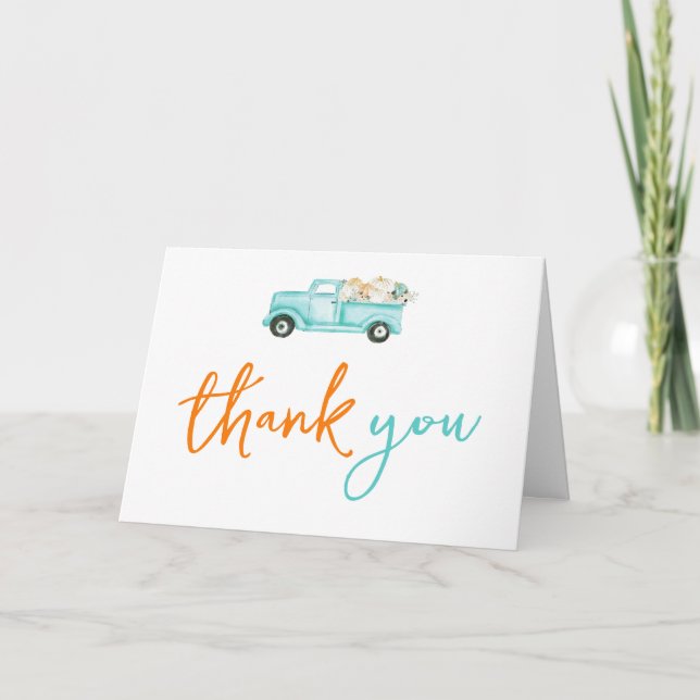Carte de remerciements de camion Citrouille orange (Devant)