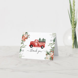 Carte de remerciements de camion de Noël d'hiver