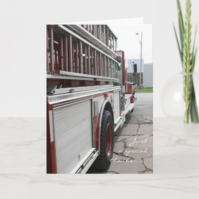 Carte de remerciements de camion d'incendie (Devant)