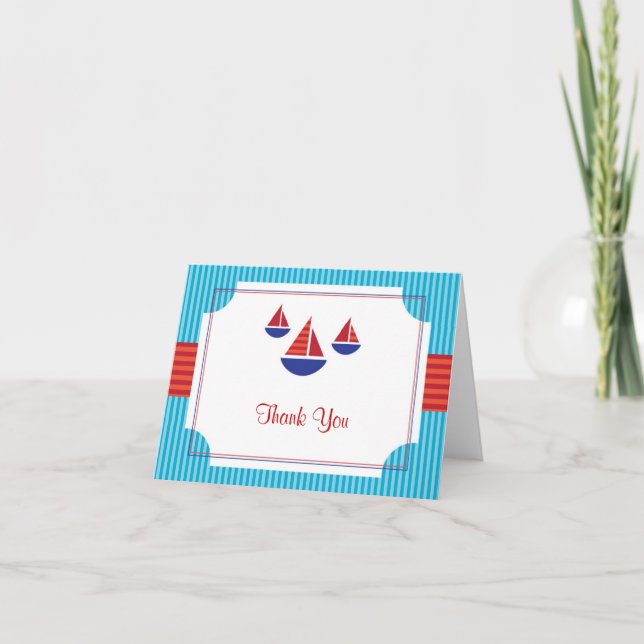 Carte de remerciements de carte de bateau à voile (Devant)