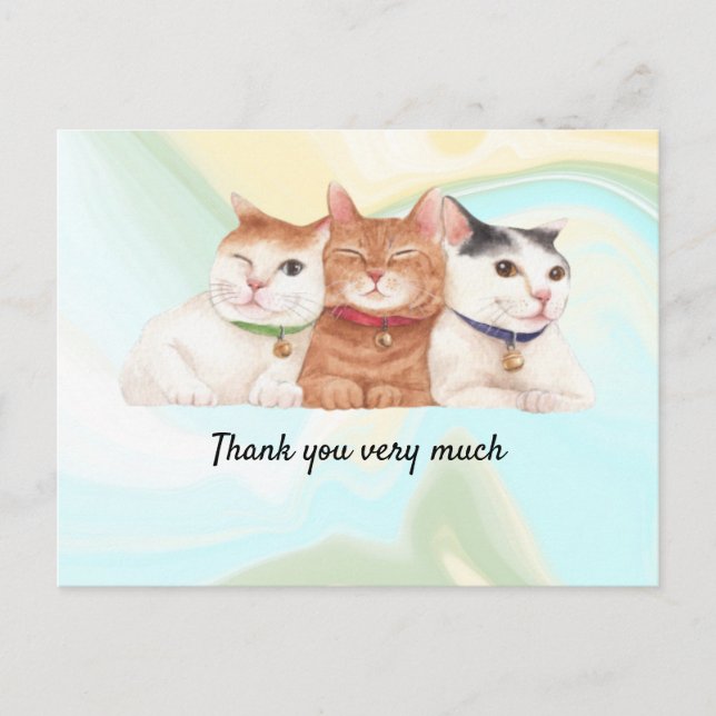 Carte de remerciements de chat avec trois chats so (Devant)