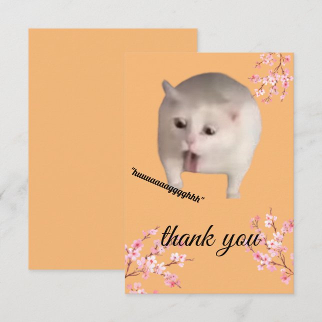 Carte de remerciements de chat drôle (Devant / Derrière)