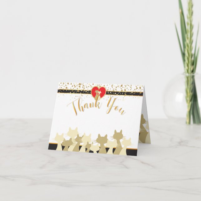 Carte de remerciements de chats cool. (Devant)