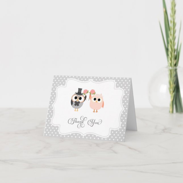 Carte de remerciements de chouettes (Devant)