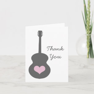 Carte de remerciements de coeur de guitare gris/ro