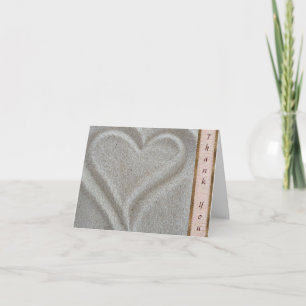 Carte de remerciements de coeur de sable de plage