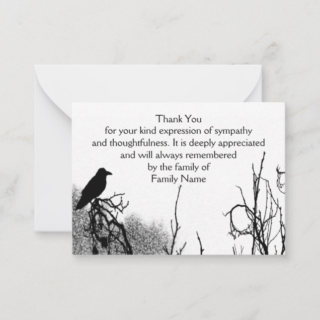 Carte de remerciements de Corbeau Silhouetté (Devant)