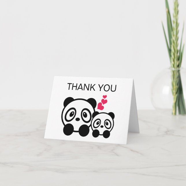 Carte de remerciements de couples de panda (Devant)