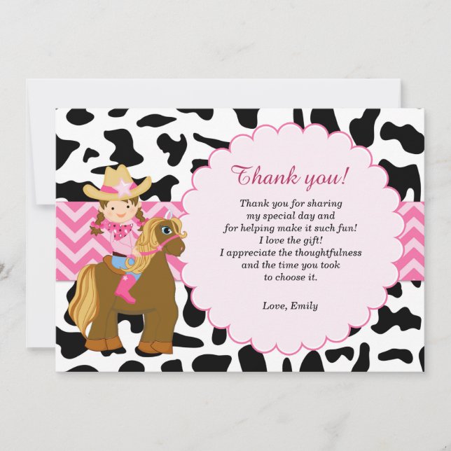 Carte de remerciements de cow-girl (Devant)