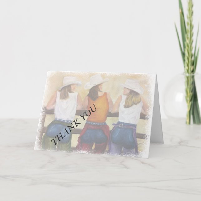 Carte de remerciements DE COWGIRS AMUSANTS (Devant)