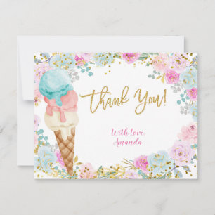 Carte de remerciements de crème glacée Pastel