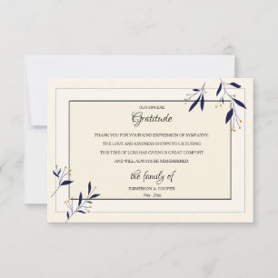 Carte de remerciements de deuil