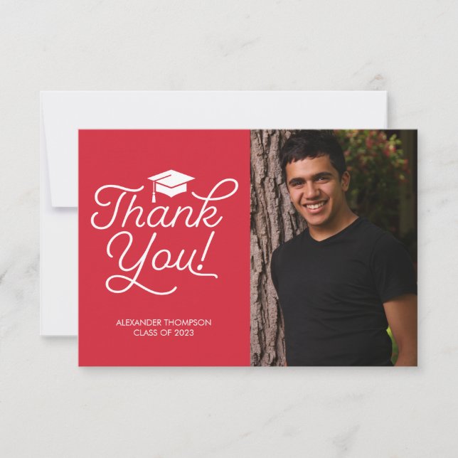 Carte de remerciements de diplôme - Simple, Photo, (Devant)