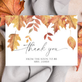 Carte de remerciements de douche nuptiale feuille 