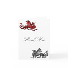 Carte de remerciements de dragon d'argent rouge