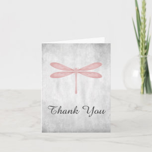 Carte de remerciements de dragonette rose