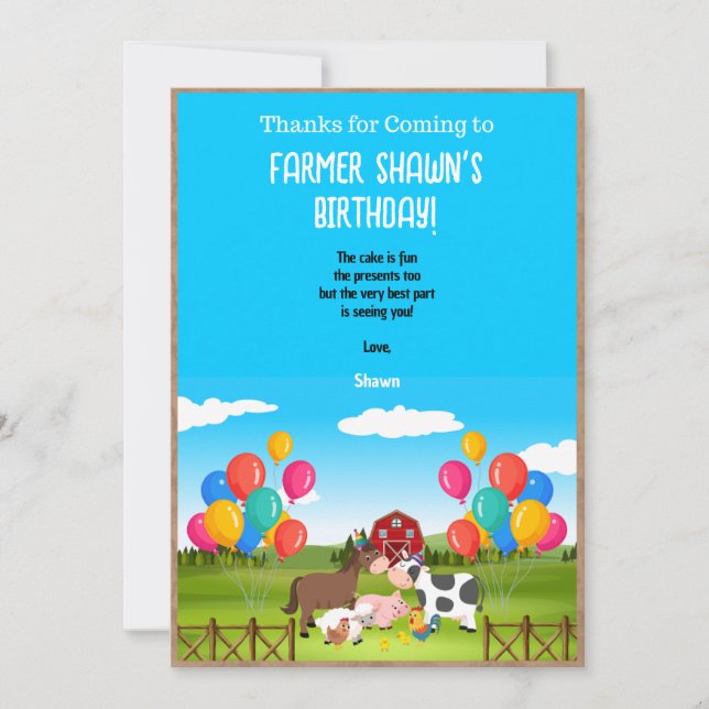 Carte de remerciements de fête d'anniversaire agri (Devant)
