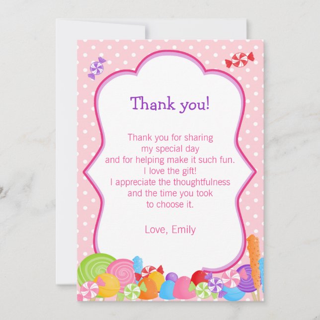 Carte de remerciements de fête d'anniversaire de (Devant)