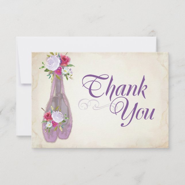 Carte de remerciements de fête de Ballerina, viole (Devant)