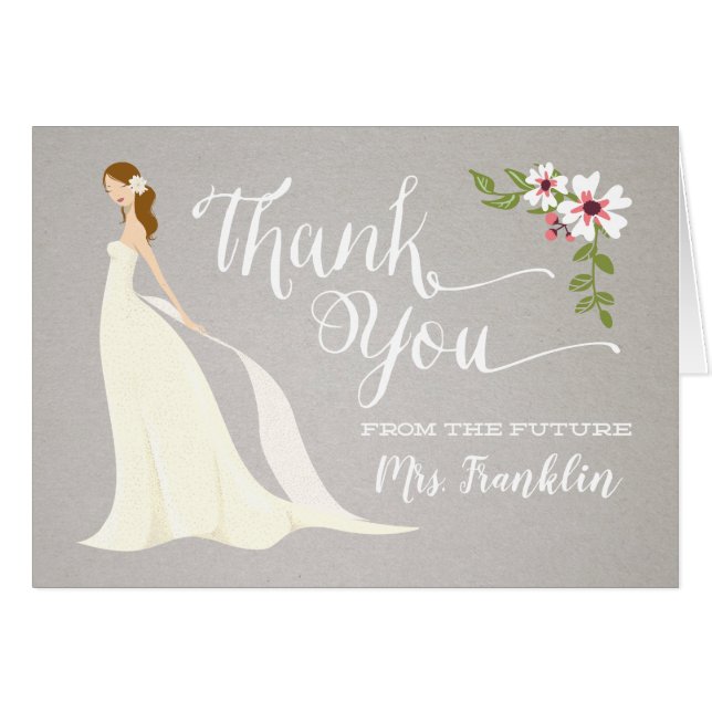 Carte de remerciements de Fête de l'mariée - Blond (Devant Horizontal)