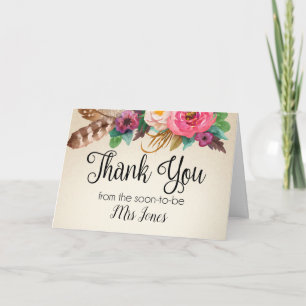 Carte de remerciements de Fête des mariées Boho