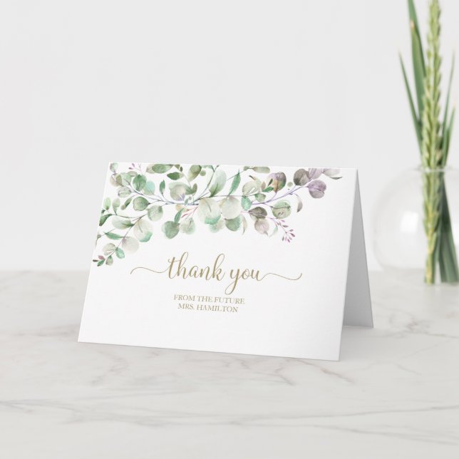 Carte de remerciements de Fête des mariées Eucalyp (Devant)