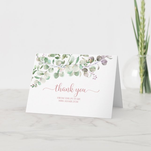 Carte de remerciements de Fête des mariées Eucalyp (Devant)