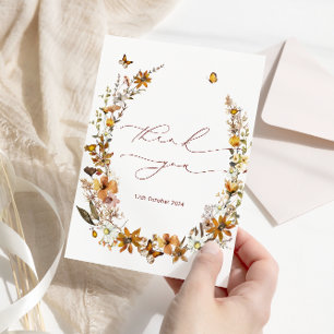 Carte de remerciements de Fête des mariées Fleur s