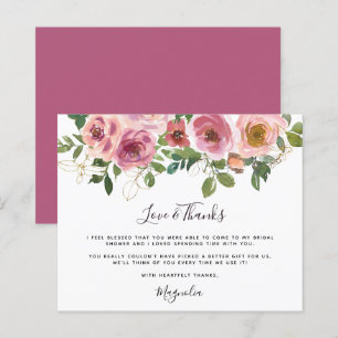Carte de remerciements de Fête des mariées florale
