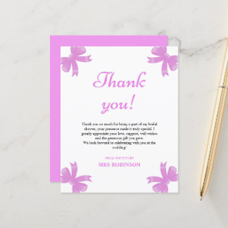 Carte de remerciements de Fête des mariées pourpre