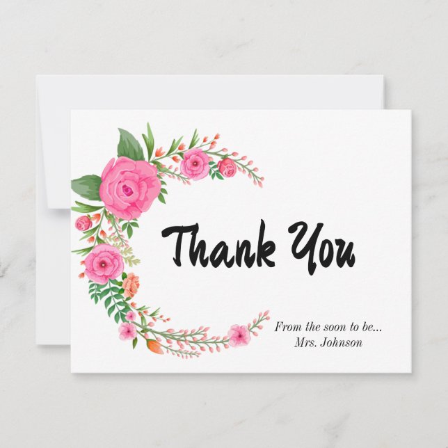Carte de remerciements de Fête des mariées rose (Devant)