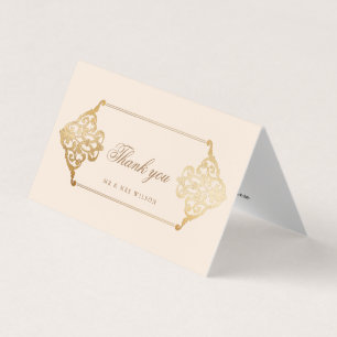 Carte de remerciements de feuille d'or à ornement 