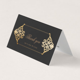 Carte de remerciements de feuille d'or à ornement 