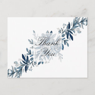 Carte de remerciements de fleurs bleues d'Indigo
