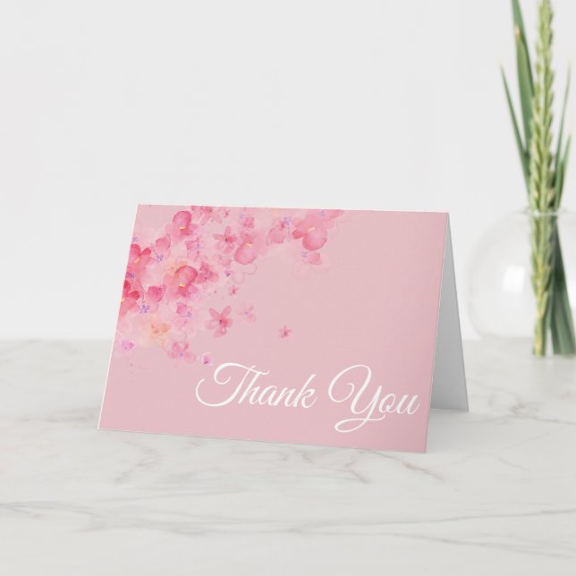 Carte de remerciements de fleurs de cerisiers rose (Devant)
