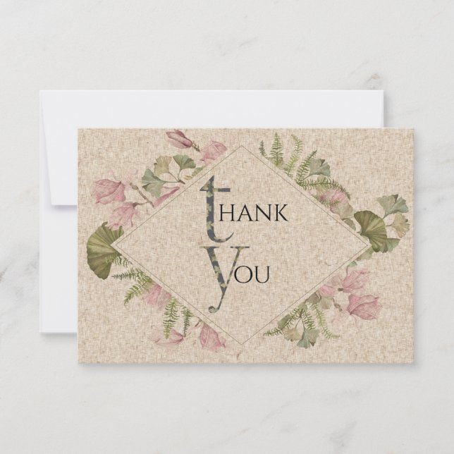 Carte de remerciements de fleurs pressées (Devant)