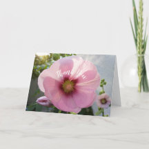 Carte de remerciements de fleurs rose Hollyhock