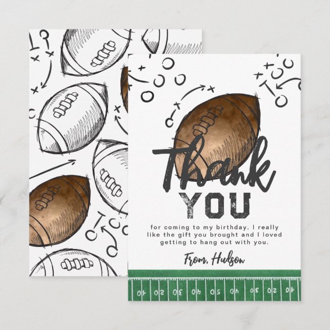 Carte de remerciements de football aquarelle (Devant / Derrière)