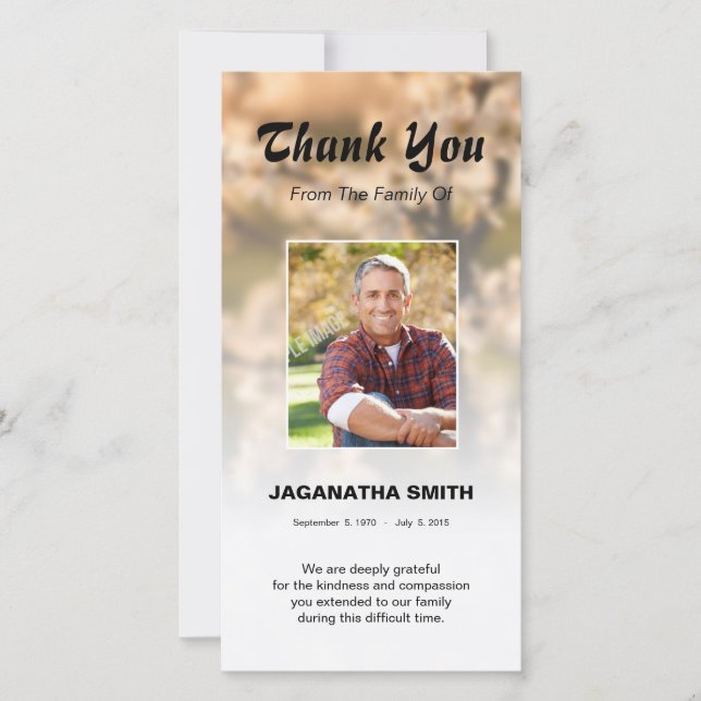 Carte de remerciements de Funera (Devant)